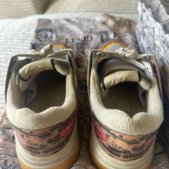 Used GUCCI Ultrapace Snake Leather Distressed Sneakers - Picture 13 of 14